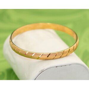 Vintage Minimalist Golden Stripes Bangle 7 3/4 inch by Monet - W4